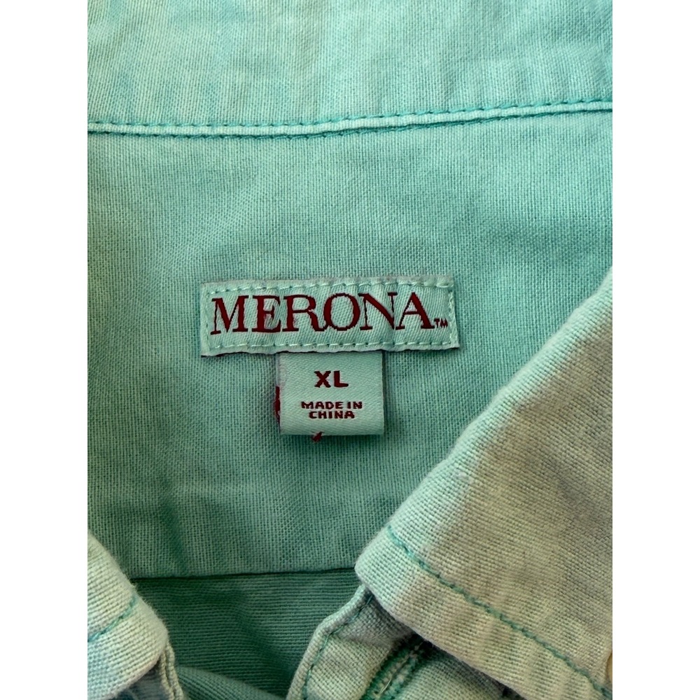 Lot of 2 1-Chaps & 1 Merona Mens XL Cotton Button Down Shirts with front Pocket - Picture 11 of 16